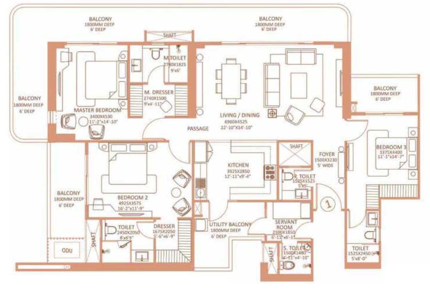 4 BHK floor plan