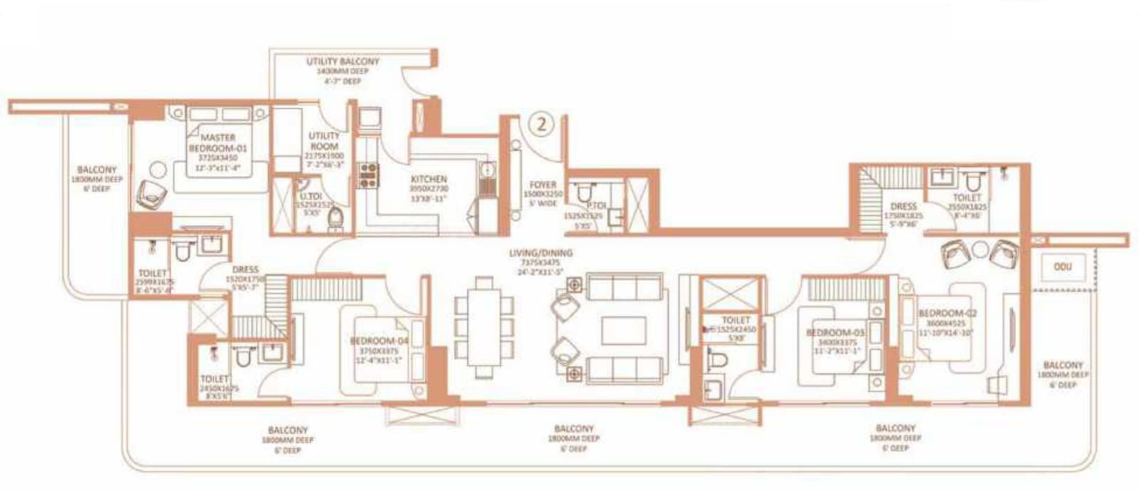 4 BHK alternate floor plan