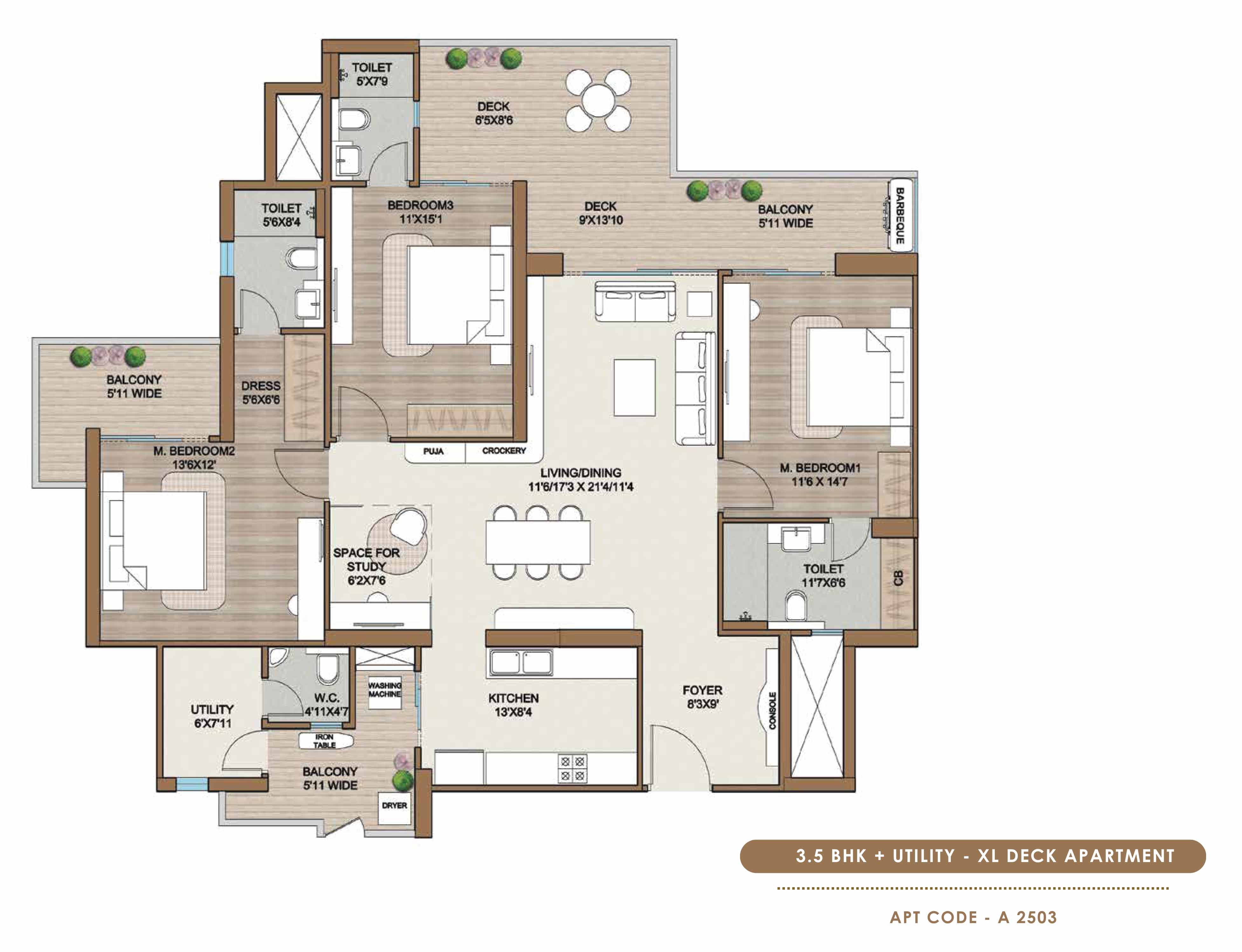 3.5 BHK floor plan