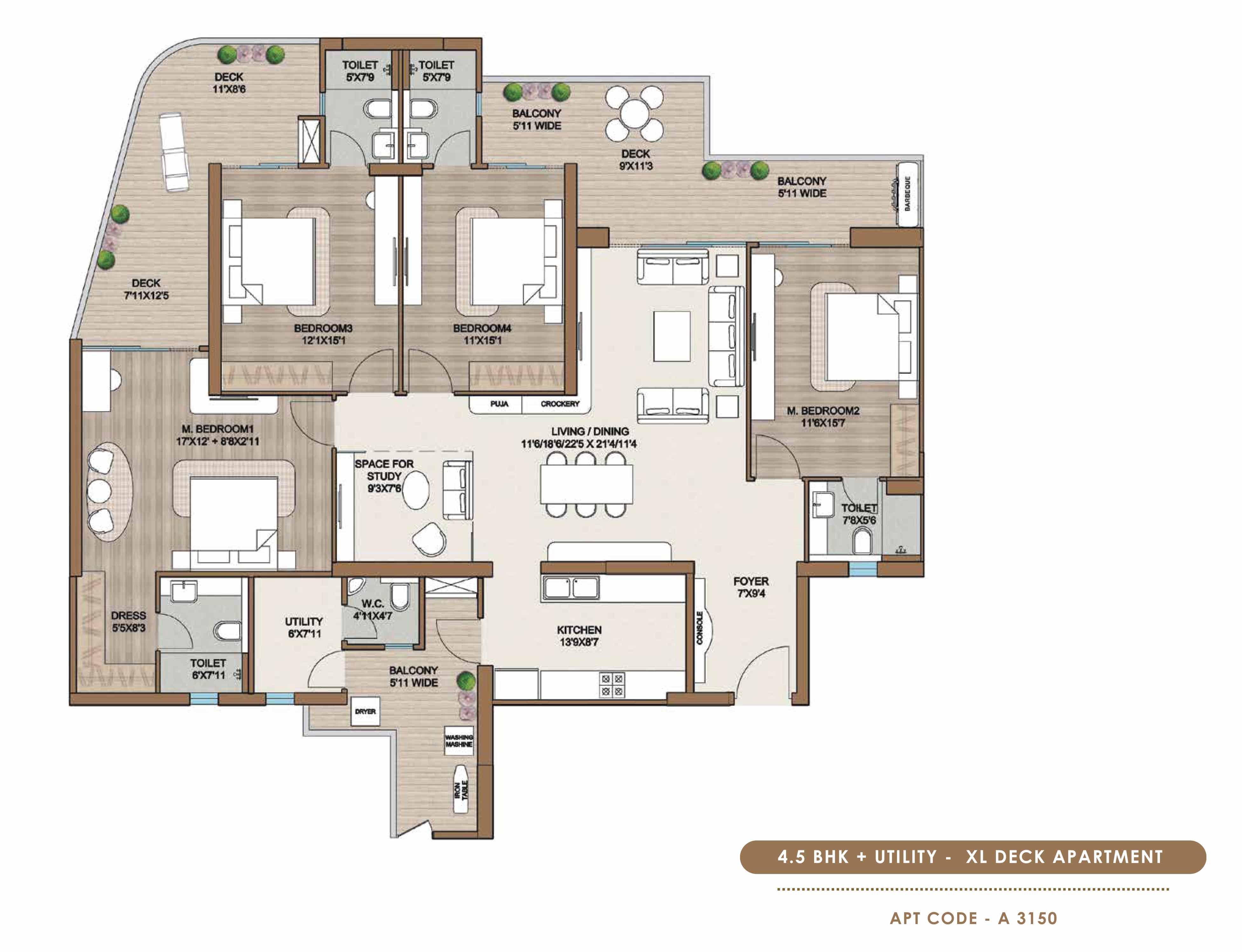 4.5 BHK floor plan